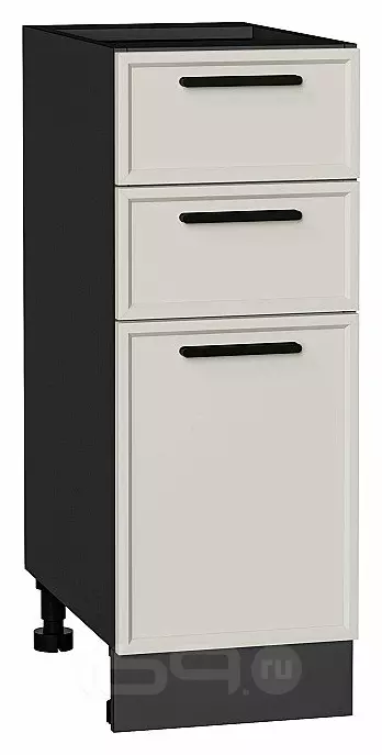 Шкаф нижний с 3-мя ящиками Фрейм Cream Silk Graphite 816*300*484
