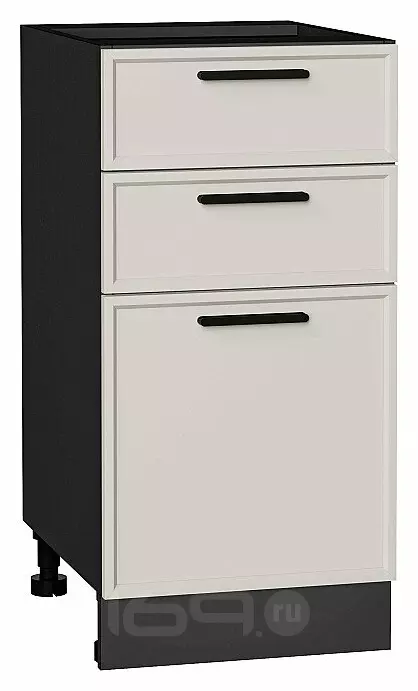 Шкаф нижний с 3-мя ящиками Фрейм Cream Silk Graphite 816*400*484