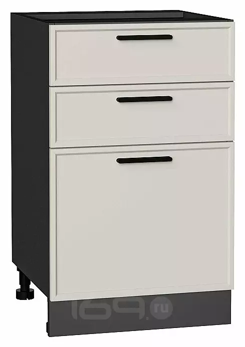 Шкаф нижний с 3-мя ящиками Фрейм Cream Silk Graphite 816*500*484