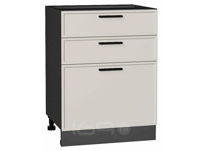 Шкаф нижний с 3-мя ящиками Фрейм Cream Silk Graphite 816*600*484