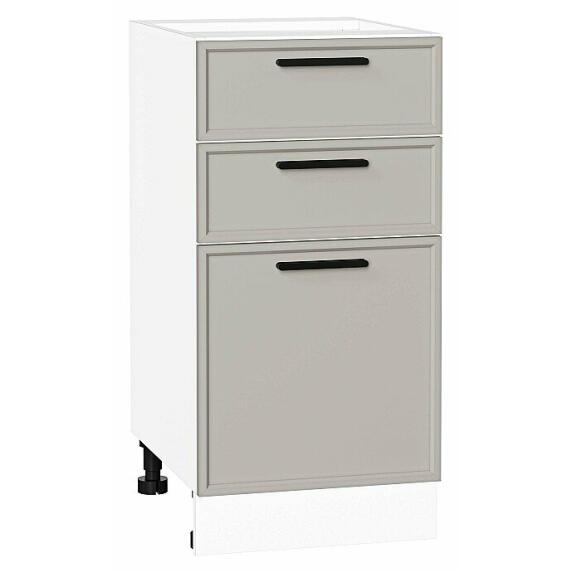 Шкаф нижний с 3-мя ящиками Фрейм Grey Silk Белый 816*400*484