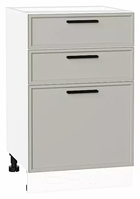 Шкаф нижний с 3-мя ящиками Фрейм Grey Silk Белый 816*500*484