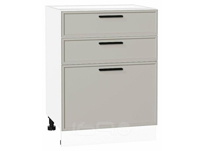 Шкаф нижний с 3-мя ящиками Фрейм Grey Silk Белый 816*600*484