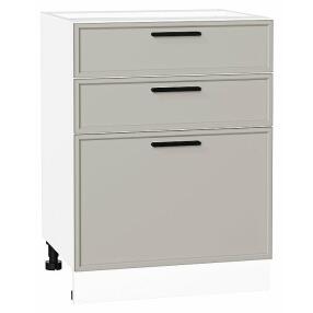 Шкаф нижний с 3-мя ящиками Фрейм Grey Silk Белый 816*600*484