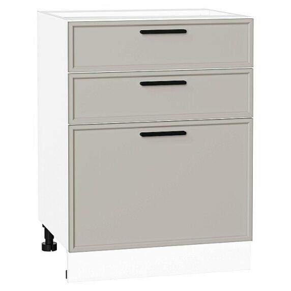 Шкаф нижний с 3-мя ящиками Фрейм Grey Silk Белый 816*600*484