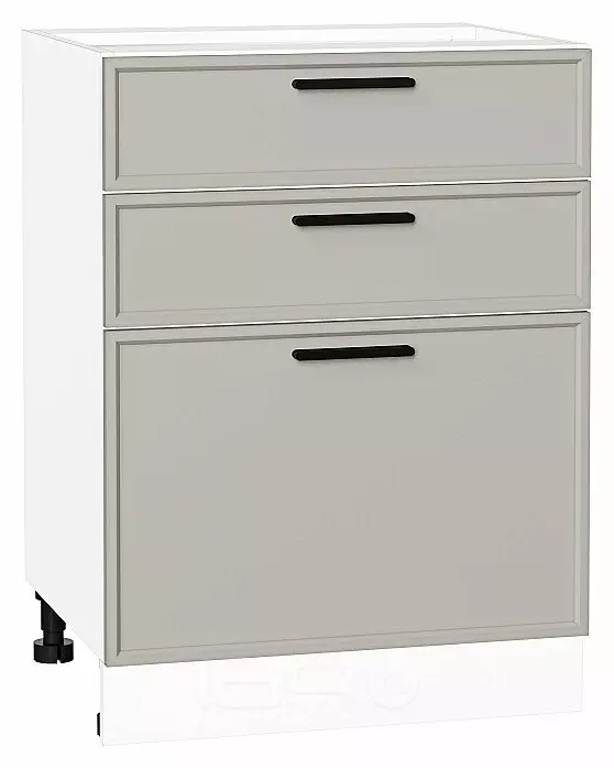 Шкаф нижний с 3-мя ящиками Фрейм Grey Silk Белый 816*600*484