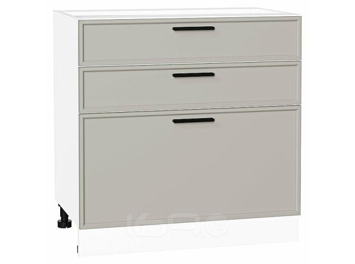Шкаф нижний с 3-мя ящиками Фрейм Grey Silk Белый 816*800*484