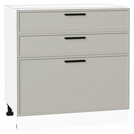 Шкаф нижний с 3-мя ящиками Фрейм Grey Silk Белый 816*800*484