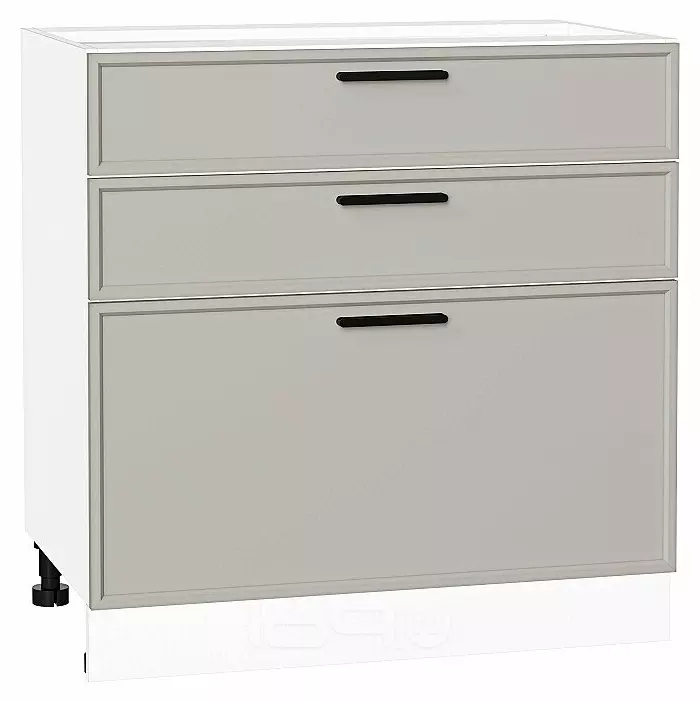 Шкаф нижний с 3-мя ящиками Фрейм Grey Silk Белый 816*800*484