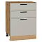 Шкаф нижний с 3-мя ящиками Фрейм Grey Silk Дуб Вотан 816*600*484 Шкаф нижний с 3-мя ящиками Фрейм Grey Silk Дуб Вотан 816*600*484