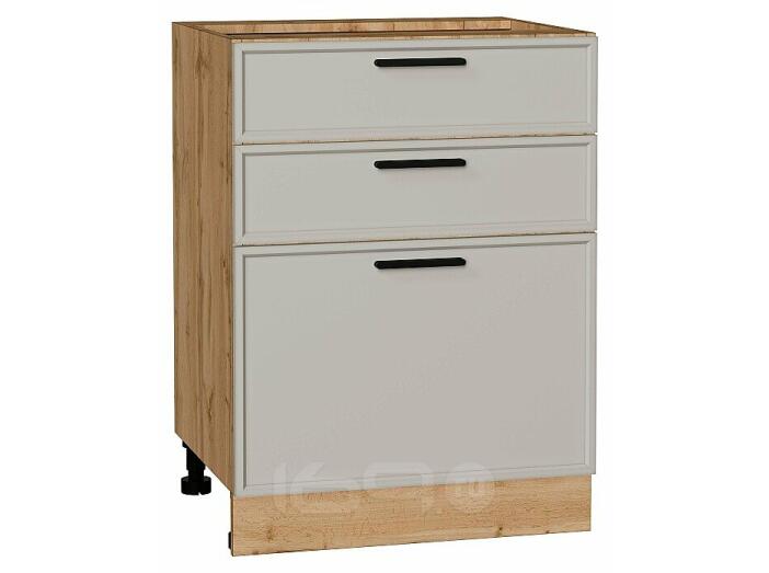 Шкаф нижний с 3-мя ящиками Фрейм Grey Silk Дуб Вотан 816*600*484