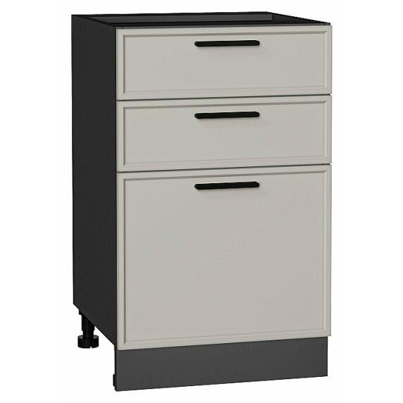 Шкаф нижний с 3-мя ящиками Фрейм Grey Silk Graphite 816*500*484