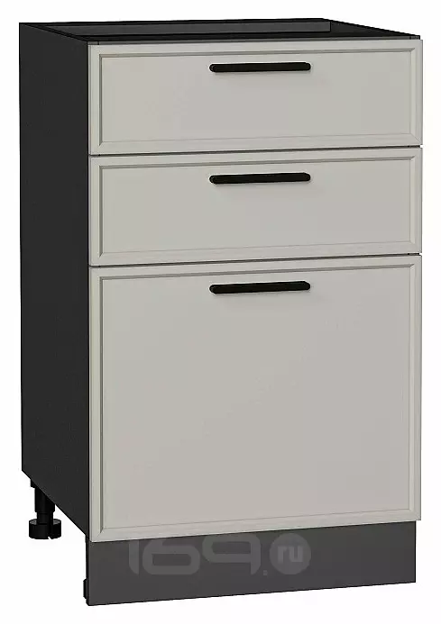Шкаф нижний с 3-мя ящиками Фрейм Grey Silk Graphite 816*500*484