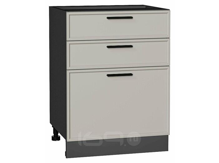 Шкаф нижний с 3-мя ящиками Фрейм Grey Silk Graphite 816*600*484