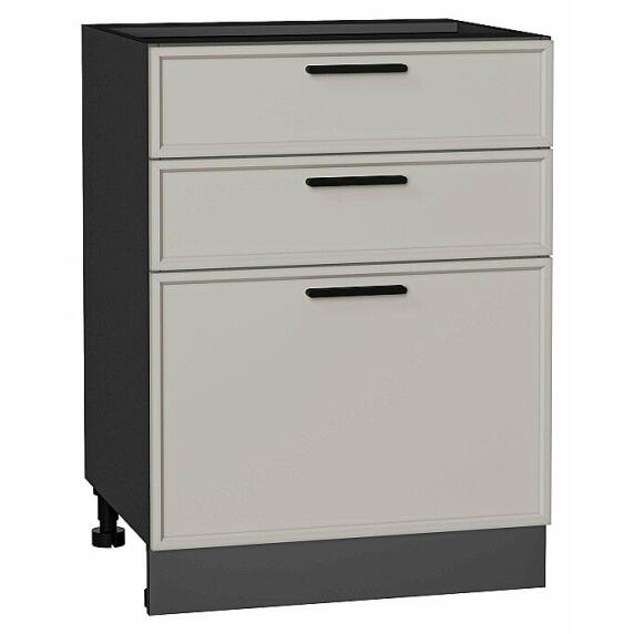 Шкаф нижний с 3-мя ящиками Фрейм Grey Silk Graphite 816*600*484