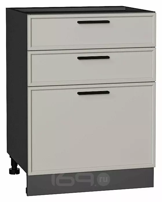 Шкаф нижний с 3-мя ящиками Фрейм Grey Silk Graphite 816*600*484