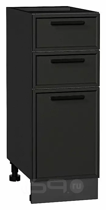 Шкаф нижний с 3-мя ящиками Фрейм Stormy Silk Graphite 816*300*484