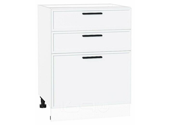 Шкаф нижний с 3-мя ящиками Фрейм White Silk Белый 816*600*484