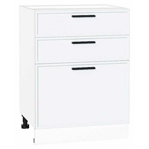 Шкаф нижний с 3-мя ящиками Фрейм White Silk Белый 816*600*484