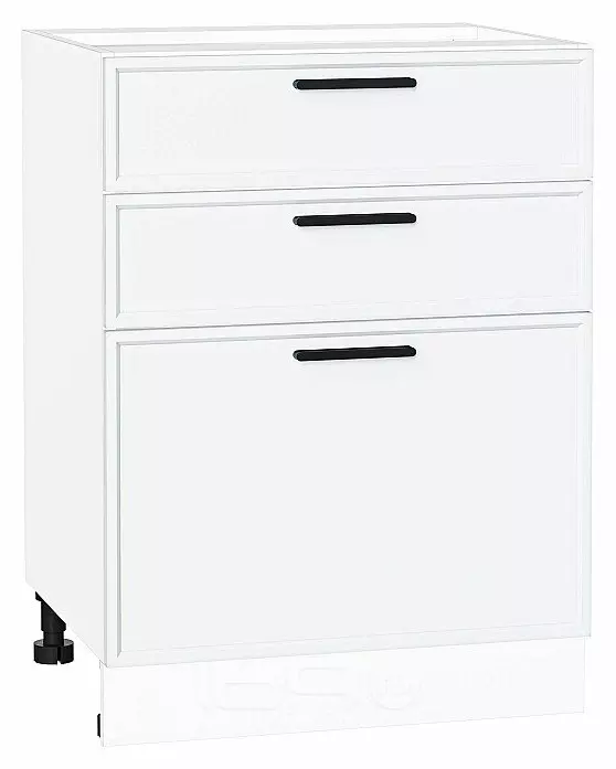 Шкаф нижний с 3-мя ящиками Фрейм White Silk Белый 816*600*484