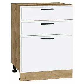 Шкаф нижний с 3-мя ящиками Фрейм White Silk Дуб Вотан 816*600*484