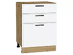 Шкаф нижний с 3-мя ящиками Фрейм White Silk Дуб Вотан 816*600*484