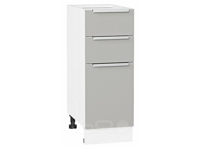 Шкаф нижний с 3-мя ящиками Фьюжн Silky Light Grey  Белый 816*300*480