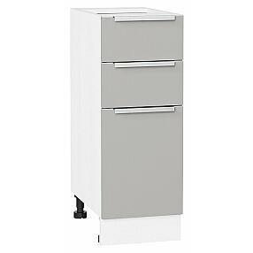 Шкаф нижний с 3-мя ящиками Фьюжн Silky Light Grey  Белый 816*300*480