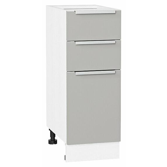 Шкаф нижний с 3-мя ящиками Фьюжн Silky Light Grey  Белый 816*300*480