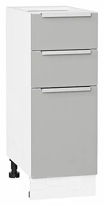 Шкаф нижний с 3-мя ящиками Фьюжн Silky Light Grey Белый 816*300*480
