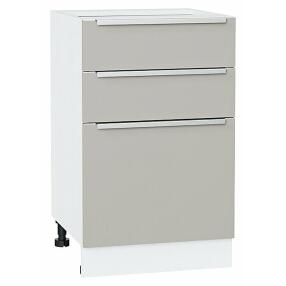 Шкаф нижний с 3-мя ящиками Фьюжн Silky Light Grey  Белый 816*500*480