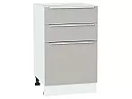 Шкаф нижний с 3-мя ящиками Фьюжн Silky Light Grey Белый 816*500*480