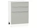 Шкаф нижний с 3-мя ящиками Фьюжн Silky Light Grey Белый 816*600*480