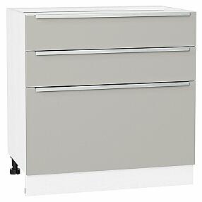 Шкаф нижний с 3-мя ящиками Фьюжн Silky Light Grey  Белый 816*800*480