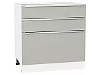 Шкаф нижний с 3-мя ящиками Фьюжн Silky Light Grey Белый 816*800*480
