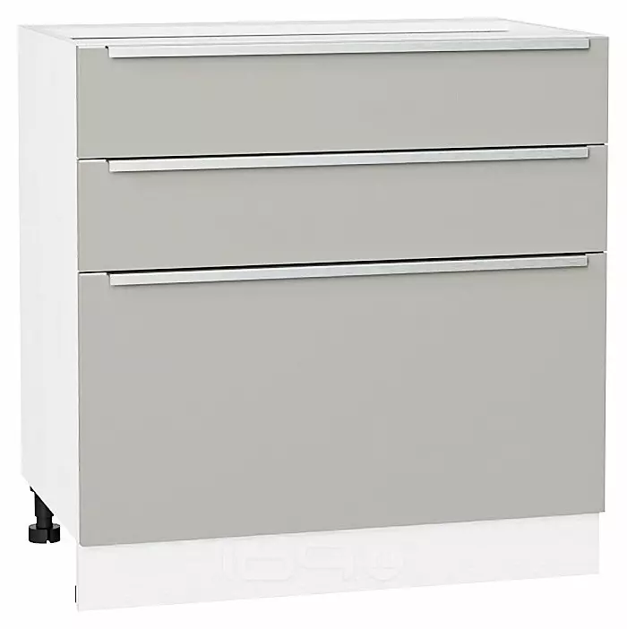 Шкаф нижний с 3-мя ящиками Фьюжн Silky Light Grey  Белый 816*800*480