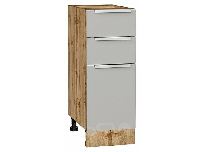 Шкаф нижний с 3-мя ящиками Фьюжн Silky Light Grey  Дуб Вотан 816*300*480