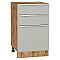 Шкаф нижний с 3-мя ящиками Фьюжн Silky Light Grey  Дуб Вотан 816*500*480 Шкаф нижний с 3-мя ящиками Фьюжн Silky Light Grey  Дуб Вотан 816*500*480