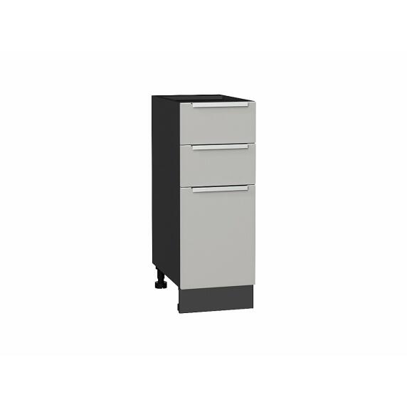 Шкаф нижний с 3-мя ящиками Фьюжн Silky Light Grey  Graphite 816*300*480