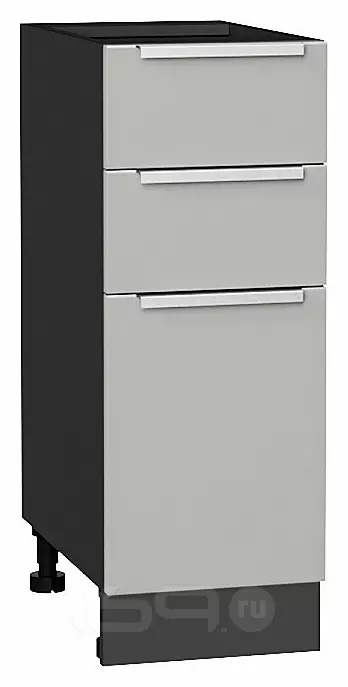 Шкаф нижний с 3-мя ящиками Фьюжн Silky Light Grey Graphite 816*300*480