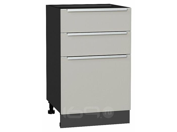 Шкаф нижний с 3-мя ящиками Фьюжн Silky Light Grey  Graphite 816*500*480