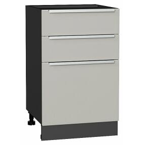 Шкаф нижний с 3-мя ящиками Фьюжн Silky Light Grey  Graphite 816*500*480