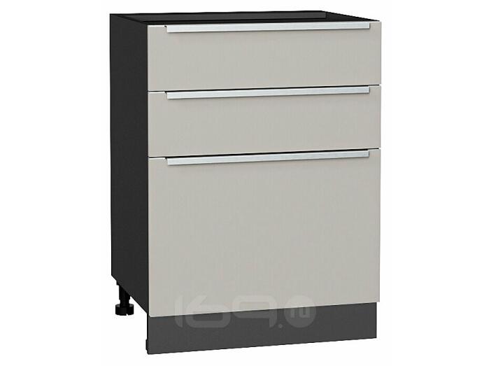 Шкаф нижний с 3-мя ящиками Фьюжн Silky Light Grey  Graphite 816*600*480