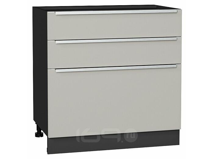 Шкаф нижний с 3-мя ящиками Фьюжн Silky Light Grey  Graphite 816*800*480