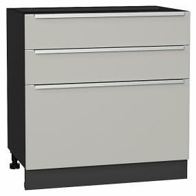 Шкаф нижний с 3-мя ящиками Фьюжн Silky Light Grey  Graphite 816*800*480