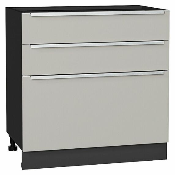 Шкаф нижний с 3-мя ящиками Фьюжн Silky Light Grey  Graphite 816*800*480