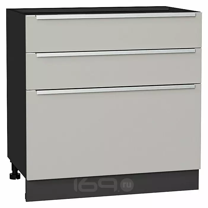 Шкаф нижний с 3-мя ящиками Фьюжн Silky Light Grey  Graphite 816*800*480