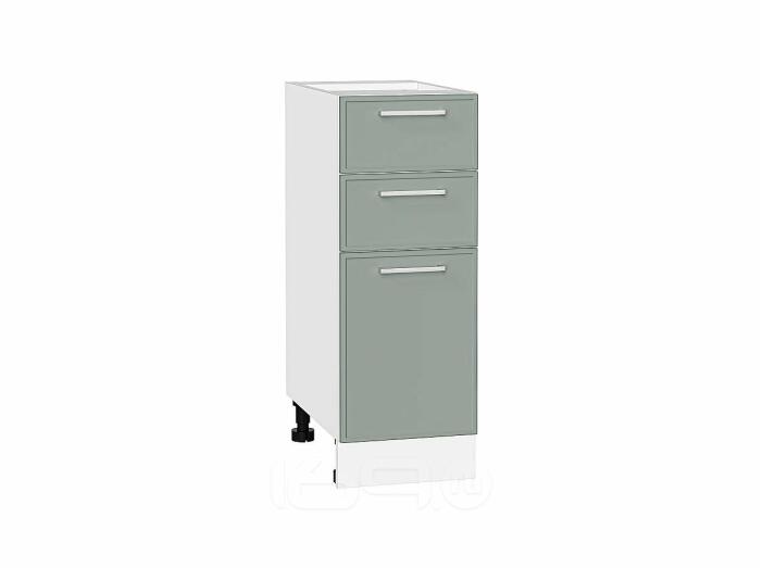 Шкаф нижний с 3-мя ящиками Квадро Аквамарин/Белый 816*300*481