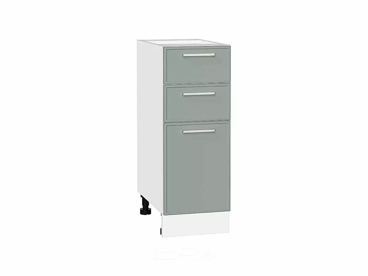 Шкаф нижний с 3-мя ящиками Квадро Аквамарин/Белый 816*300*481