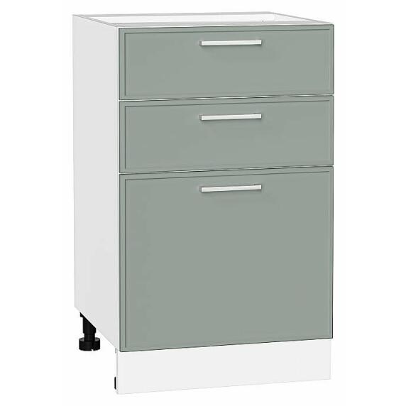 Шкаф нижний с 3-мя ящиками Квадро Аквамарин/Белый 816*500*481